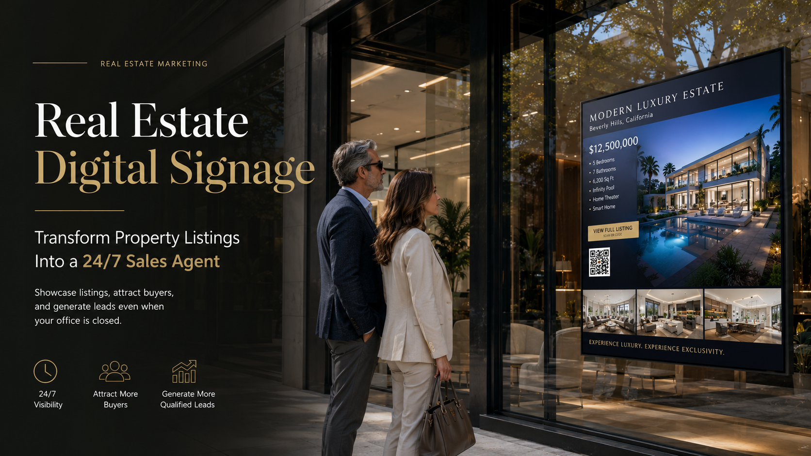 Real Estate Digital Signage: Turn Property Listing Into a 24/7 Sales Agent