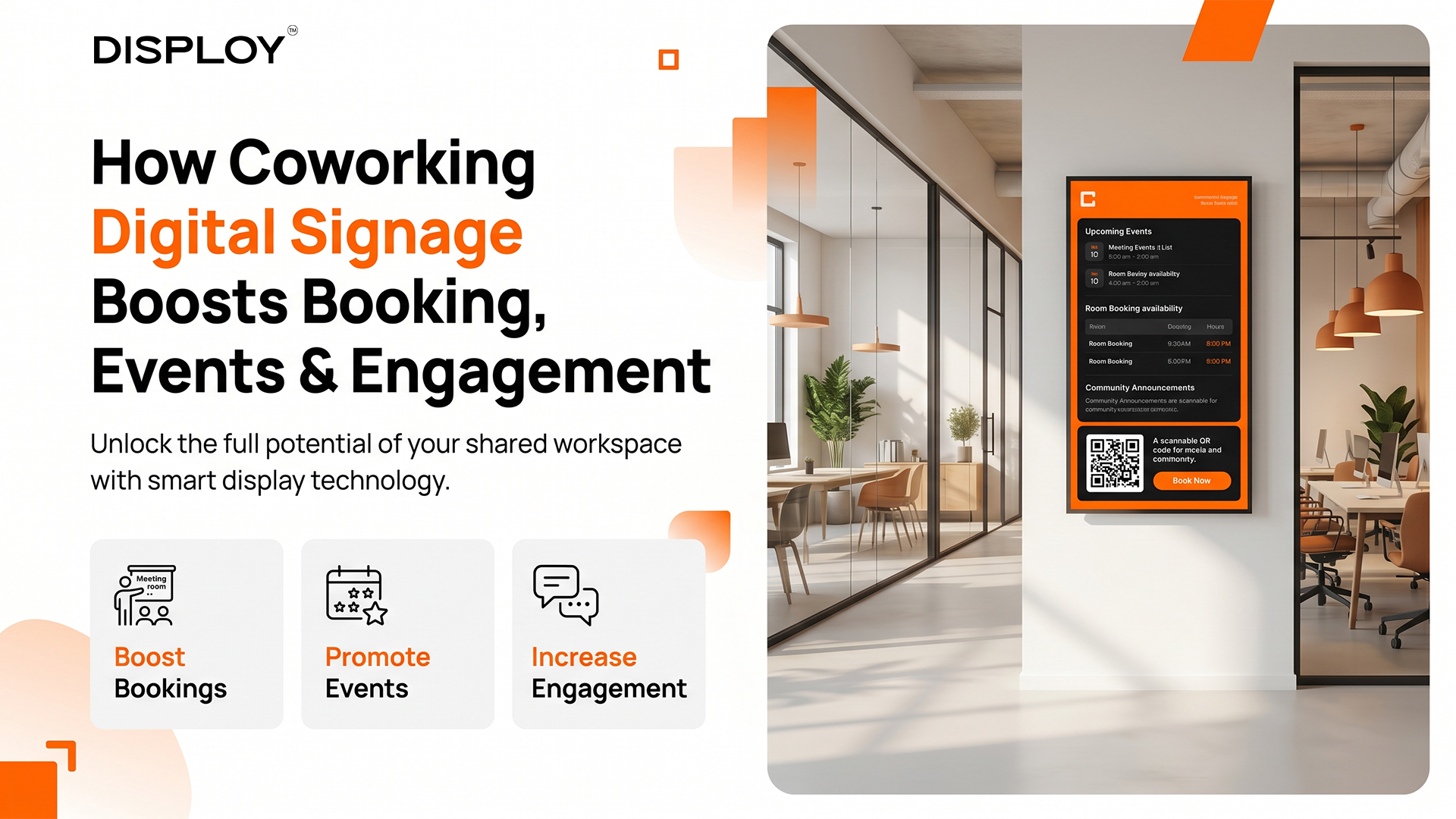 How Coworking Digital Signage Boosts Booking, Events & Engagement