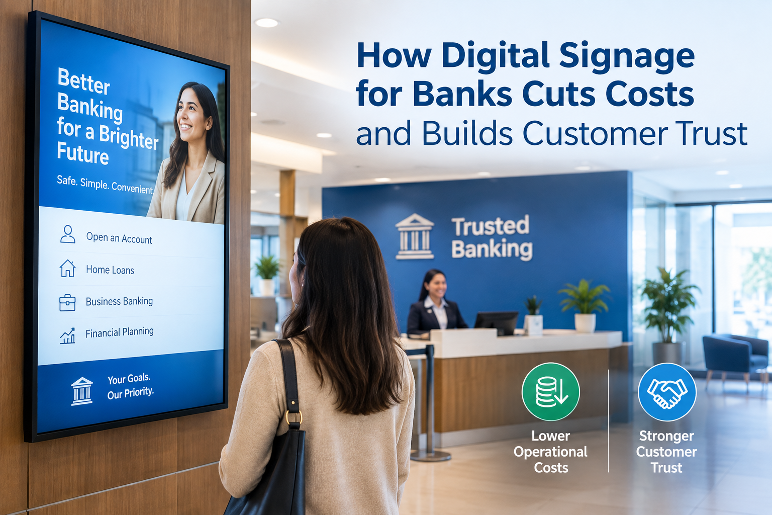How Digital Signage for Banks Cuts Costs and Builds Customer Trust