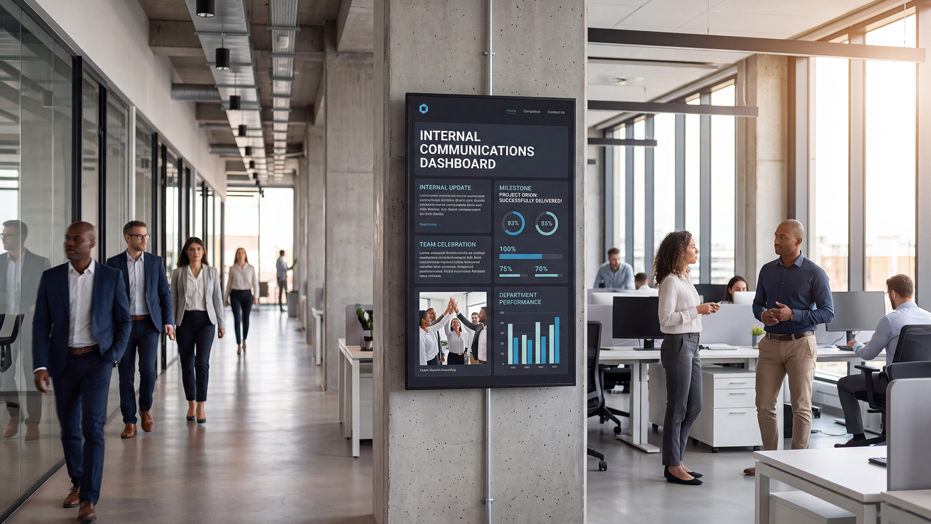 Enterprise Digital Signage - Internal Communication Dashboard - Disploy