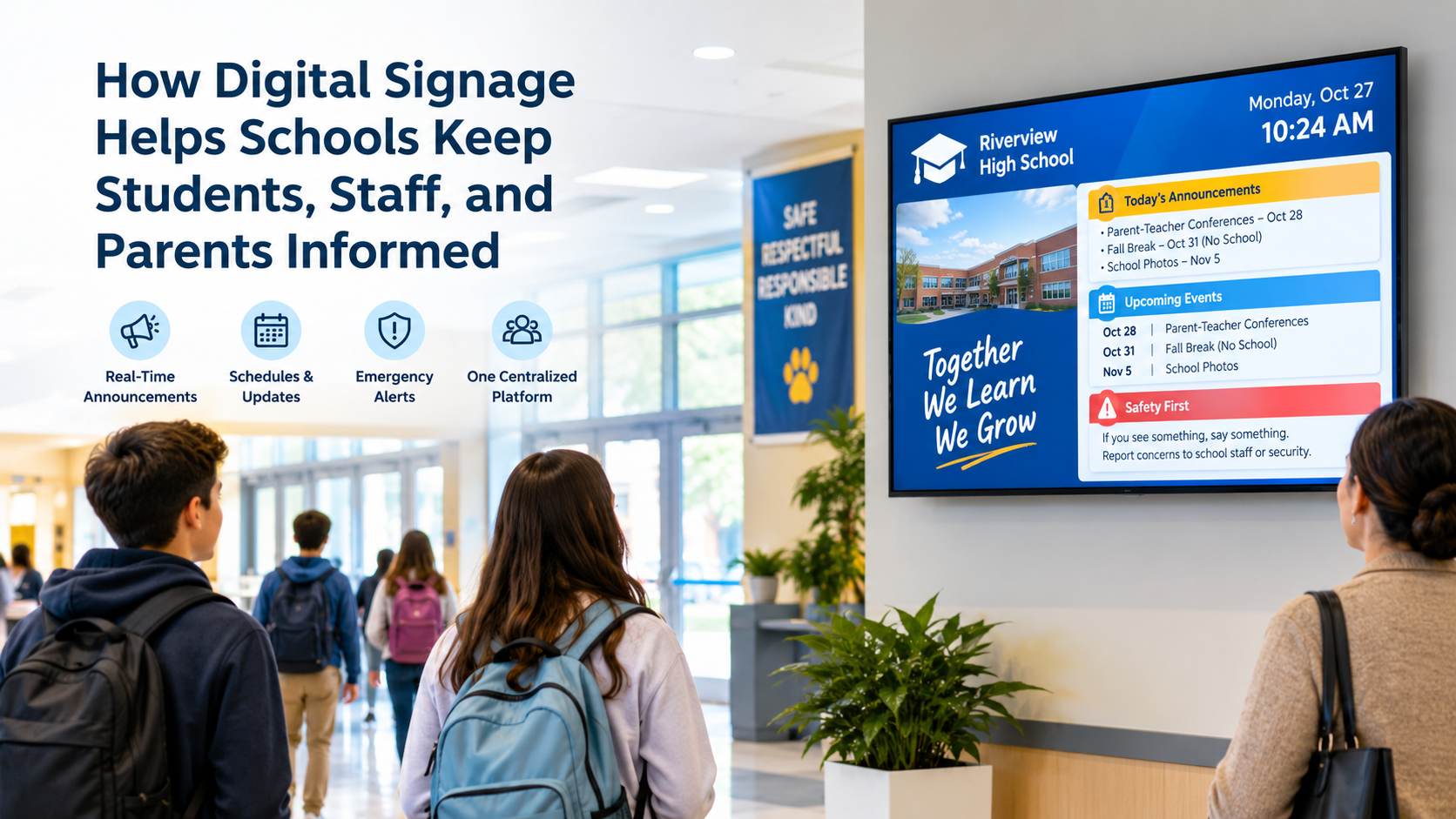 How Digital Signage Helps Schools Keep Students, Staff, and Parents Informed