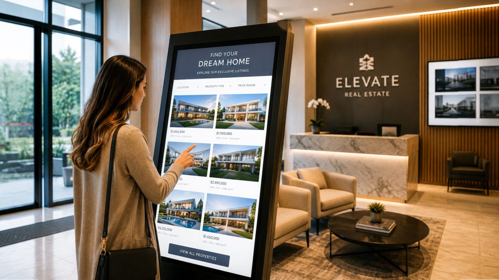 10 Real Estate Digital Signage Concepts for Effective Agency Branding 2 Real Estate Digital Signage 1